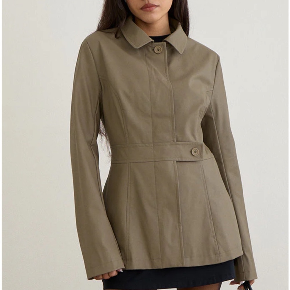 Motel rocks Riku Coat In PU Mushroom - Picture 3 of 7